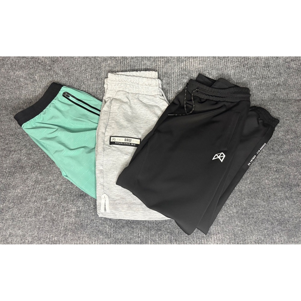 Raw Gear Mens Athletic Bundle 3 piece-Joggers Grey Sweat Shorts Mint Shorts XL